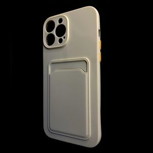 White Silicone iPhone 13 Pro Max Phone Case with Card Holder